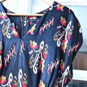 French Connection Silk Dress. Black with Colourful Print. Sz 4.